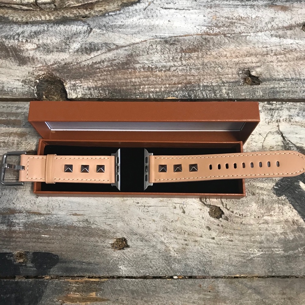 Gorgeous leather studded Apple Watch band
